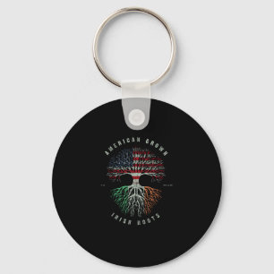 American Grown Irish Roots Ireland Flag Vintage Gr Keychain