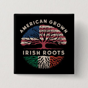 American Grown Irish Roots St Patrick's Day 2 Inch Square Button