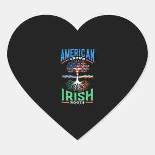 American Grown Irish Roots St. Patricks Day Green Heart Sticker