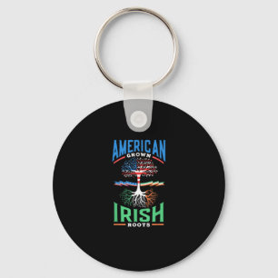American Grown Irish Roots St. Patricks Day Green  Keychain