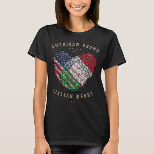 American Grown Italian Heart Love Italy Flag T-Shirt