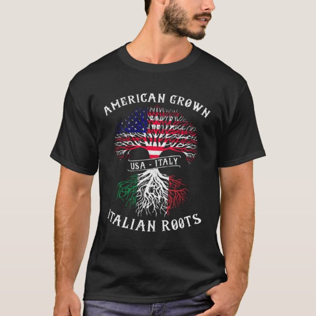 American Grown Italian Roots Italy Flag Pride Cool T-Shirt (Front)