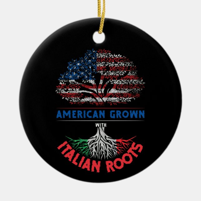 American Grown  Italian Roots USA Flag Venezuela Ceramic Ornament (Front)