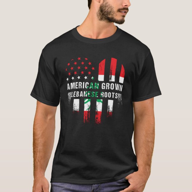 American Grown Lebanese Roots Lebanon Heart Flag M T-Shirt (Front)