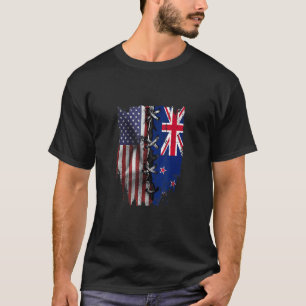 American Grown New Zealand Roots USA New Zealand F T-Shirt