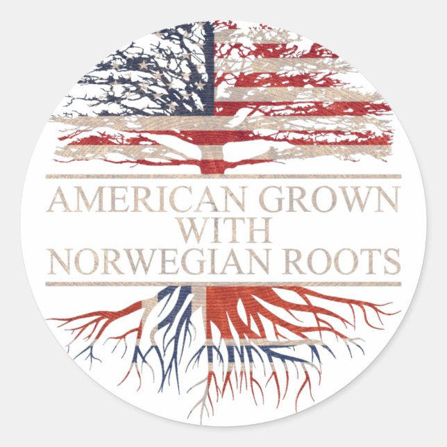 American grown norwegian roots classic round sticker (Front)