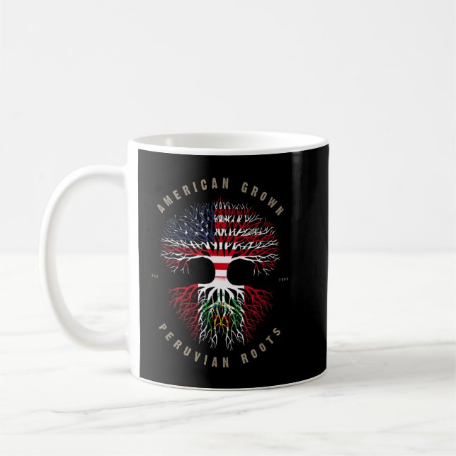 American Grown Peruvian Roots Peru Flag  Coffee Mug (Left)