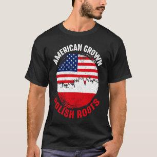American Grown Polish Roots Vintage Flags for Men  T-Shirt