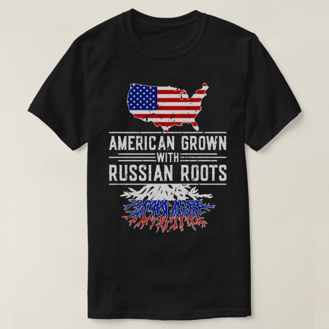 American Grown Russian Roots Pride Russia T-Shirt (Design Front)