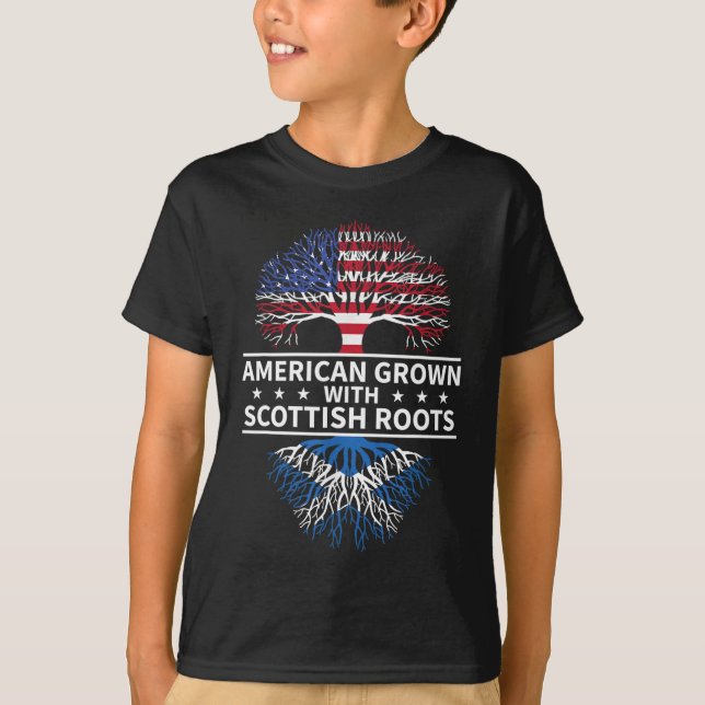 American Grown Scottish Roots Scotland Gift T-Shirt (Front)