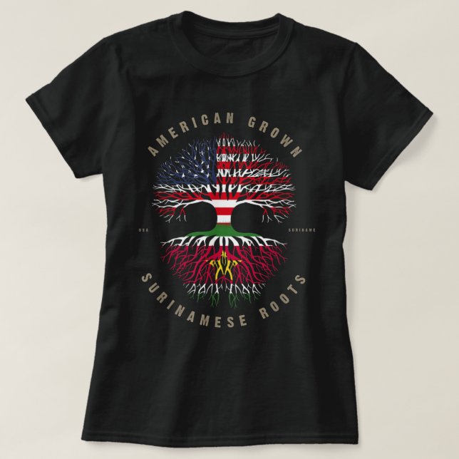 American Grown Surinamese Heart Love Suriname Flag T-Shirt (Design Front)