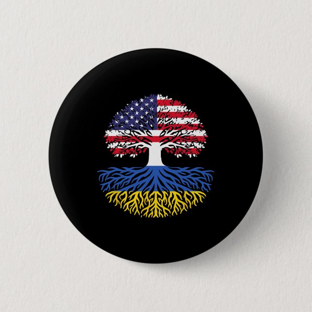 American Grown Ukrainian Roots  2 Inch Round Button (Front)