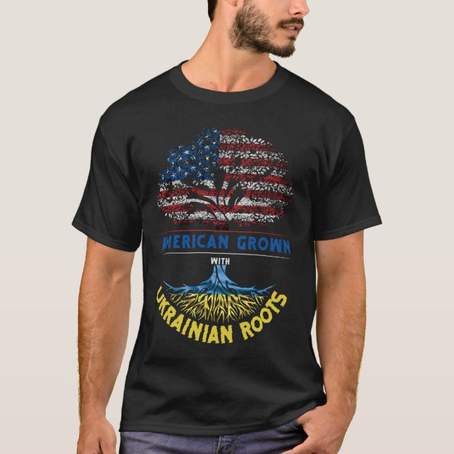 American Grown  Ukrainian Roots USA Flag Venezuela T-Shirt (Front)