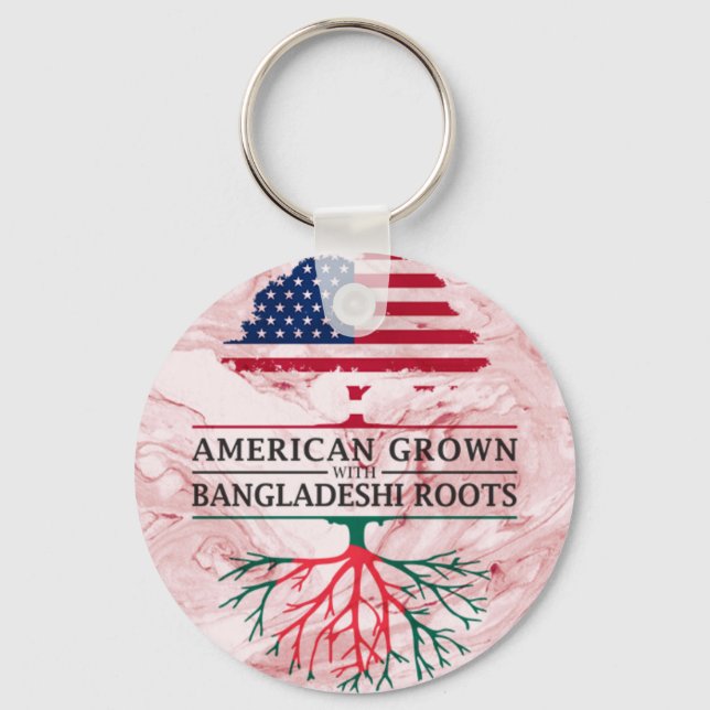 American Grown with Bangladeshi Roots Marble Keychain (Front)