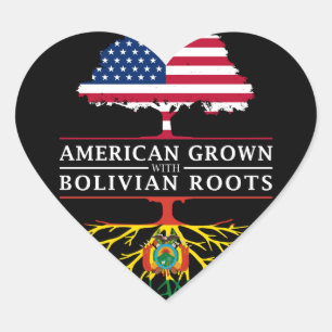 American Grown with Bolivian Roots   Bolivia Heart Sticker