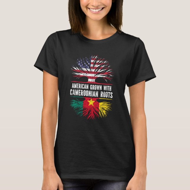 American Grown With Cameroonian Roots Usa Flag Cam T-Shirt (Front)