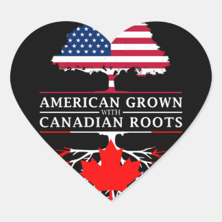 American Grown with Canadian Roots   Canada Design Heart Sticker