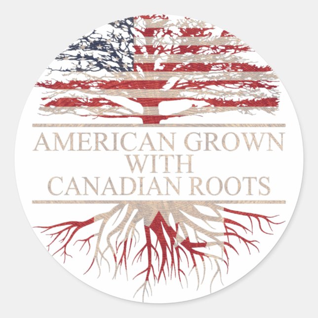 American grown with canadian roots classic round sticker (Front)