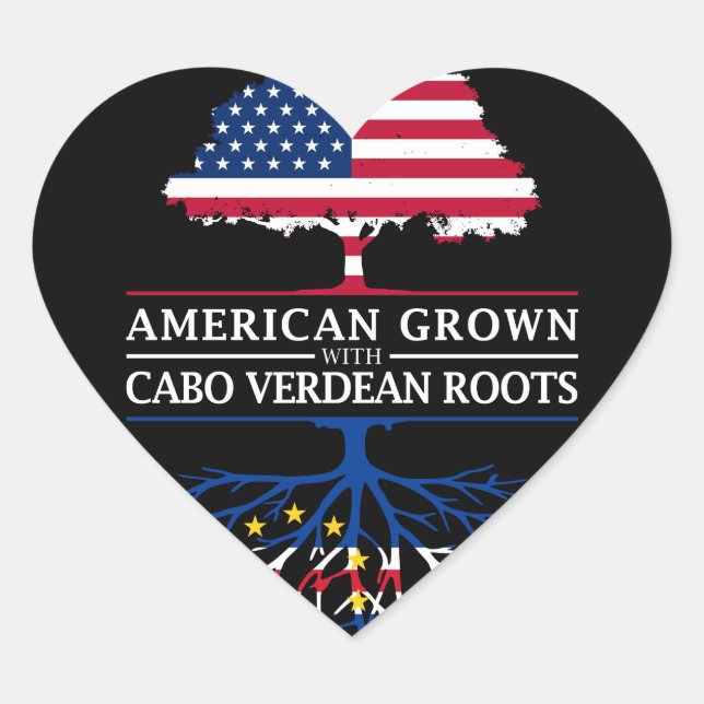 American Grown with Cape Verdean Roots   Cabo Heart Sticker (Front)