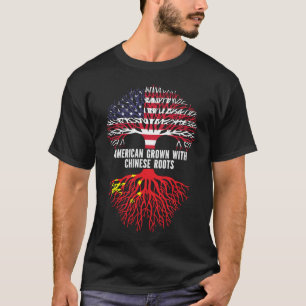 American Grown with Chinese Roots USA Flag T-Shirt