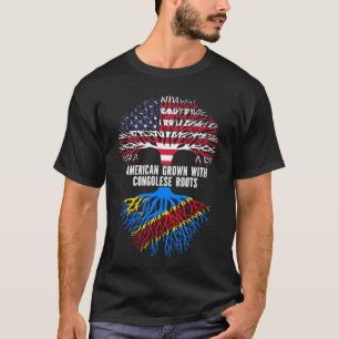 American Grown with Congolese Roots USA Flag T-Shirt