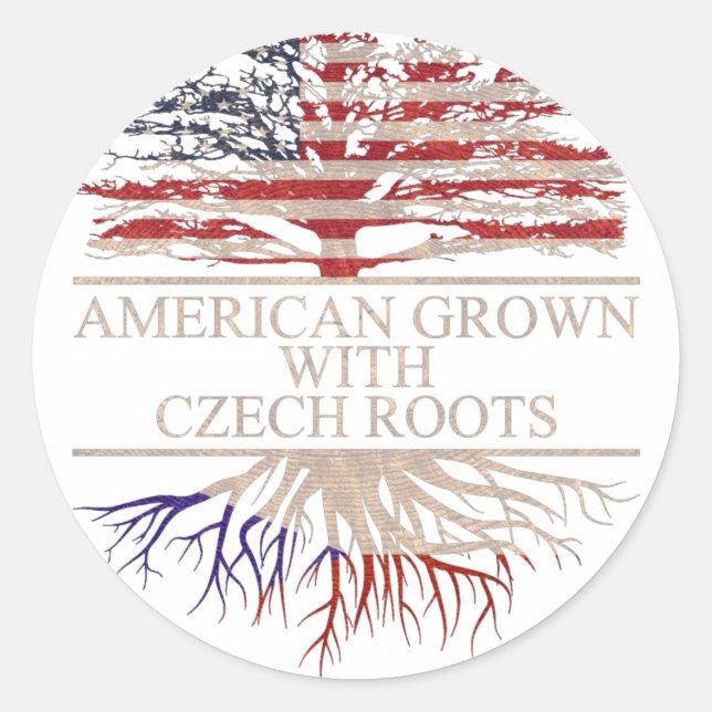 American grown with czech roots classic round sticker (Front)