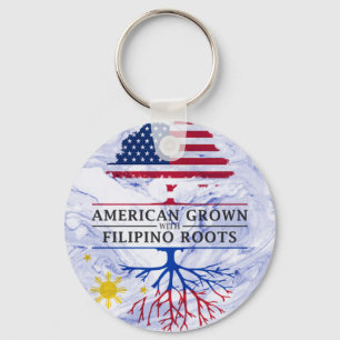 American Grown with Filipino Roots Marble Style Keychain