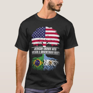 American Grown with Flag Heritage Brazil Argentini T-Shirt