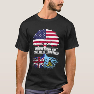 American Grown with Flag Heritage British St Lucia T-Shirt