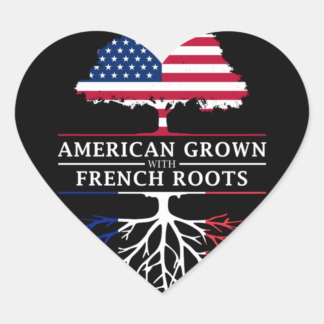 American Grown with French Roots   France Design Heart Sticker (Front)