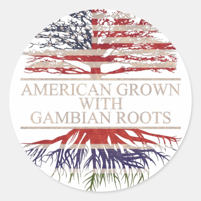 American grown with gambian roots classic round sticker (Front)