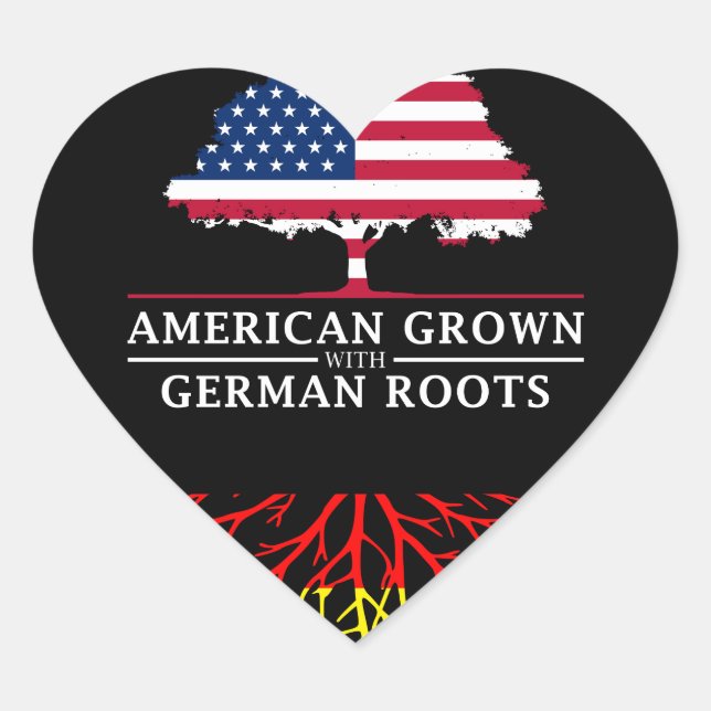 American Grown with German Roots   Germany Design Heart Sticker (Front)