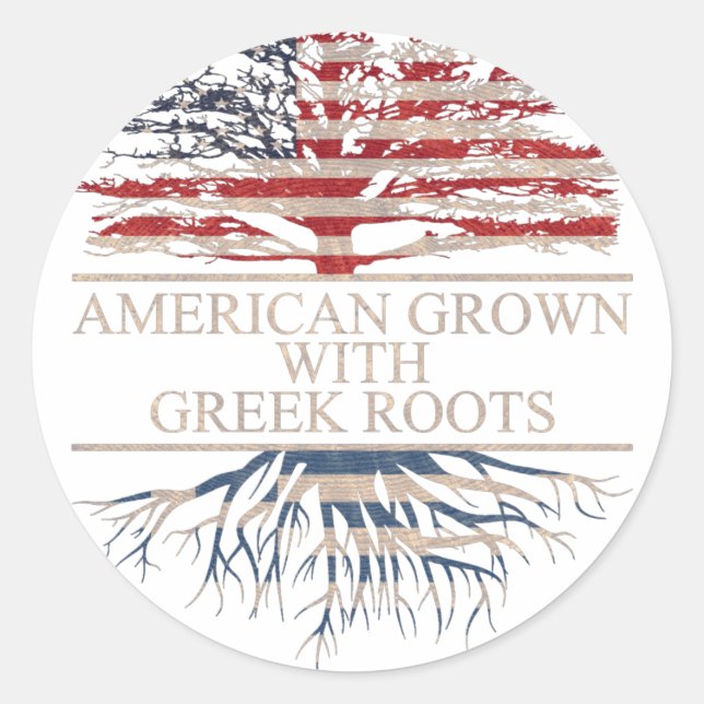American grown with greek roots classic round sticker (Front)