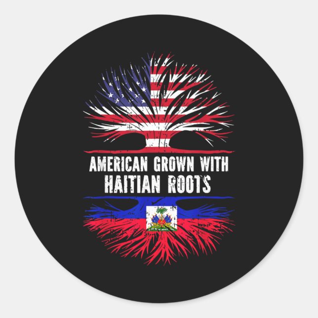 American Grown With Haitian Roots Usa Flag Haiti  Classic Round Sticker (Front)