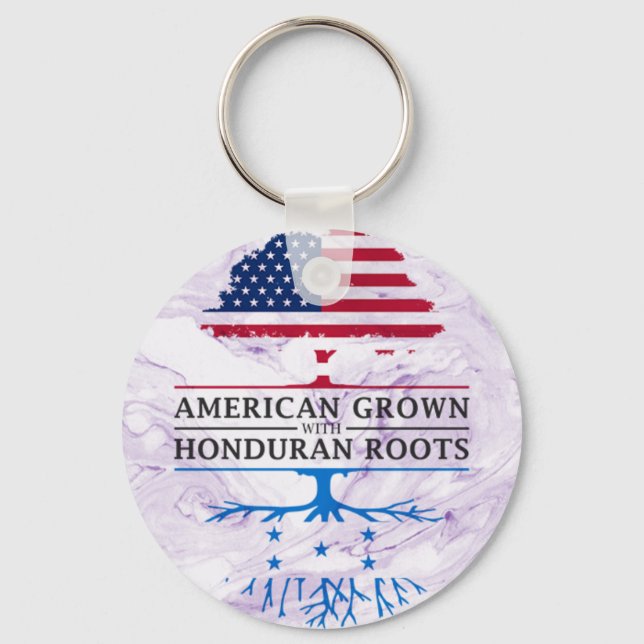 American Grown with Honduran Roots Marble Style Keychain (Front)