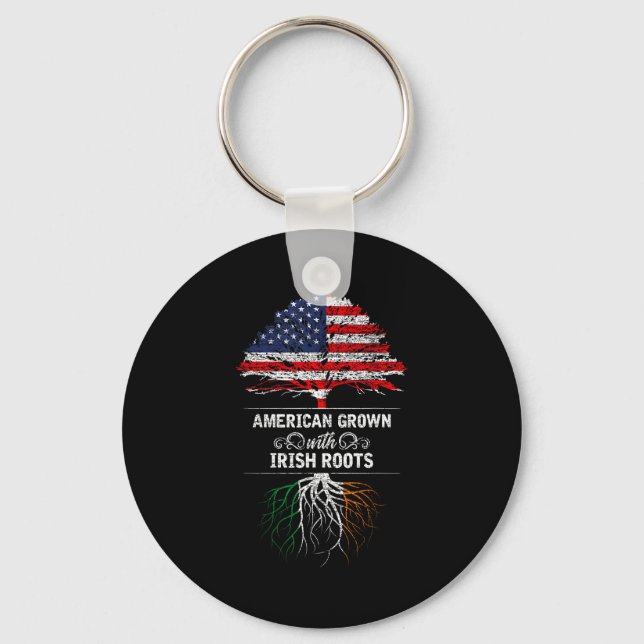 American Grown With Irish Roots 4th Of July Usa Fl Keychain (Front)