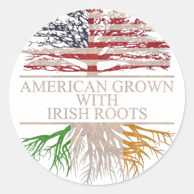 American grown with irish roots classic round sticker (Front)