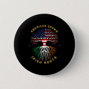 American Grown With Irish Roots Tree Usa Ireland F 2 Inch Round Button