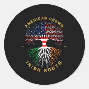 American Grown With Irish Roots Tree Usa Ireland F Classic Round Sticker