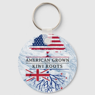 American Grown with Kiwi Roots Marble Style Design Keychain