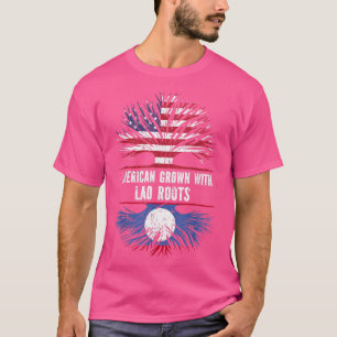 American Grown with Laotian Roots USA Flag Laos  T-Shirt