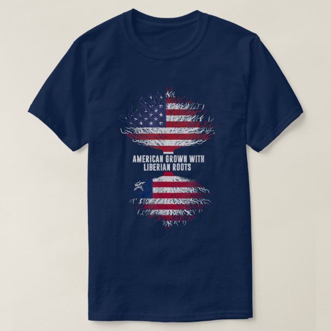American Grown with Liberian Roots USA Flag Liberi T-Shirt (Design Front)