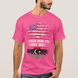 American Grown with Libyan Roots USA Flag Libya  T-Shirt
