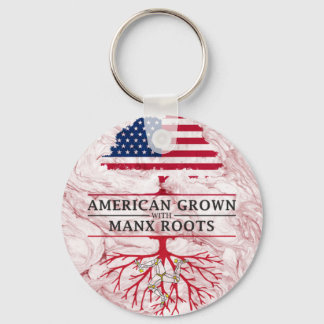American Grown with Manx Roots Marble Style Design Keychain