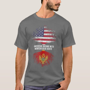 American Grown with Montenegrin Roots USA Flag Mon T-Shirt