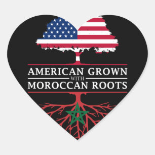 American Grown with Moroccan Roots Morocco Heart Sticker