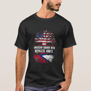 American Grown with Nepalese Roots USA Flag Nepal  T-Shirt
