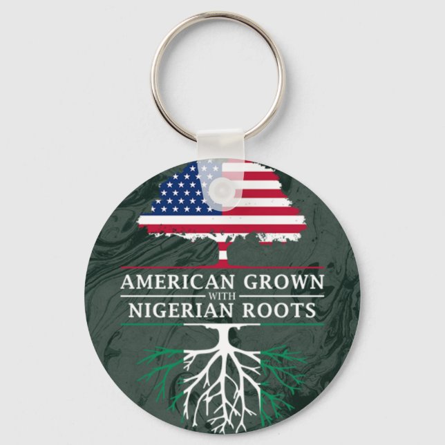 American Grown with Nigerian Roots Marble Style Keychain (Front)