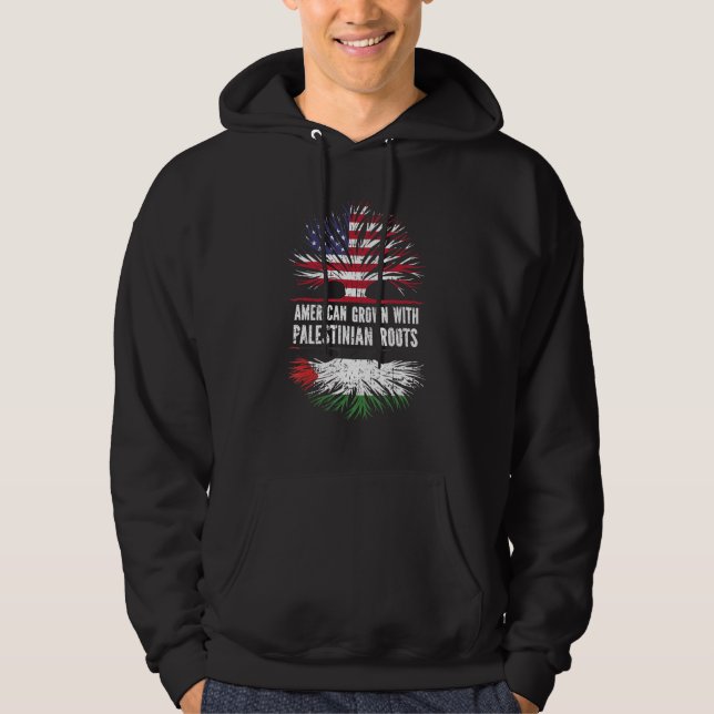 American Grown With Palestinian Roots Usa Flag Pal Hoodie (Front)