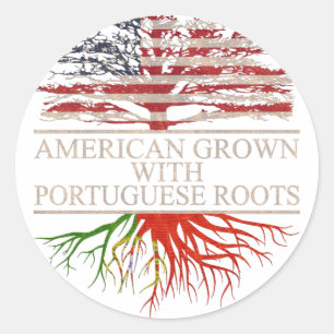 American grown with portuguese roots classic round sticker